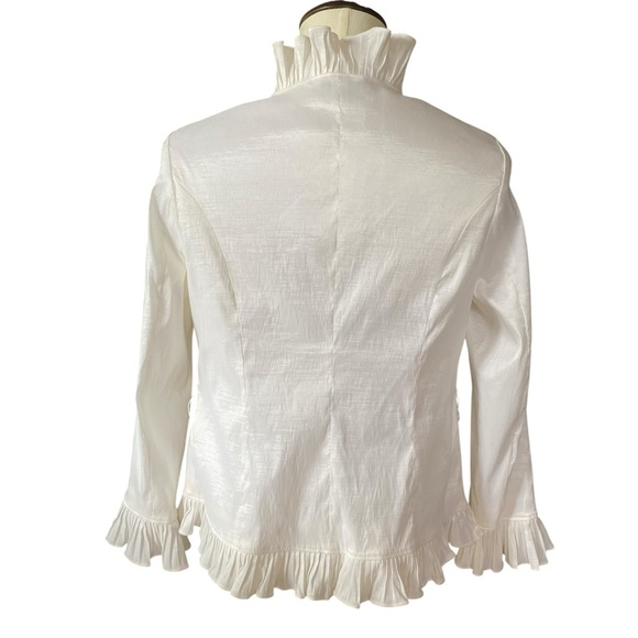 Ruffled Jerry T white blazer SZ L - Picture 4 of 8